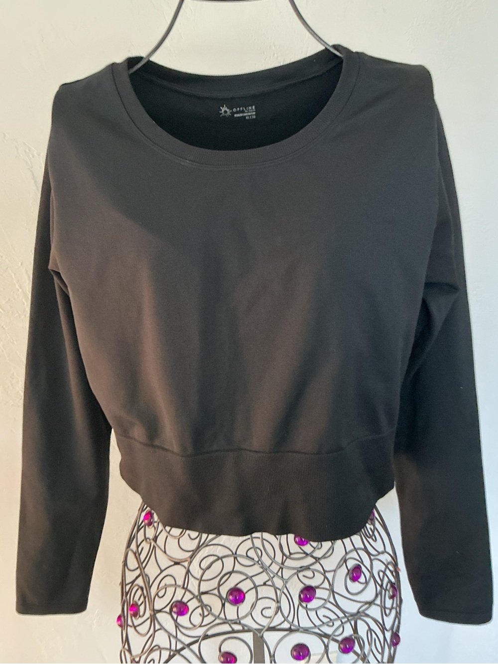 Aerie Offline Black Seamless Crewneck Activewear Top